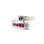 Ruby and Diamond Toi et Moi Ring-Charlotte Sayers Antique Jewellery