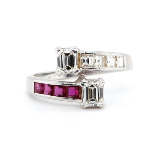 Ruby and Diamond Toi et Moi Ring-Charlotte Sayers Antique Jewellery