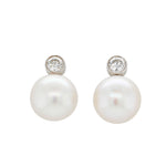 Saltwater Pearl and Diamond Earrings-Charlotte Sayers Antique Jewellery