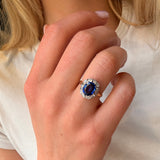 Sapphire Diamond Cluster Ring-Charlotte Sayers Antique Jewellery