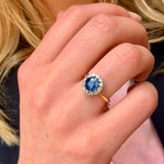 Sapphire Diamond Cluster Ring-Charlotte Sayers Antique Jewellery