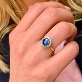 Sapphire Diamond Cluster Ring-Charlotte Sayers Antique Jewellery