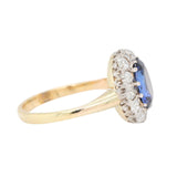 Sapphire Diamond Cluster Ring-Charlotte Sayers Antique Jewellery