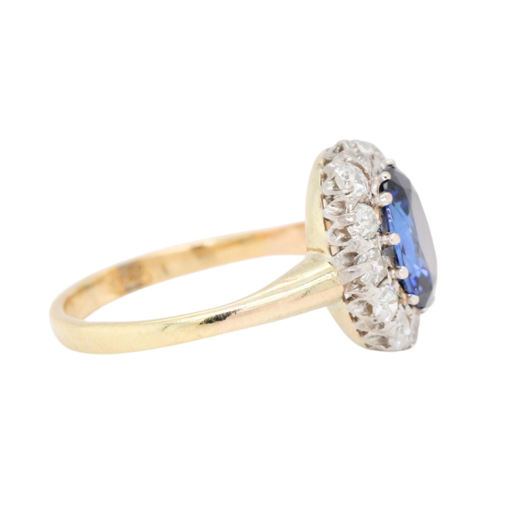 Sapphire Diamond Cluster Ring-Charlotte Sayers Antique Jewellery