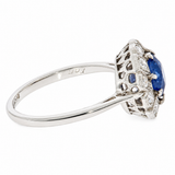 Sapphire Diamond Cluster Ring-Charlotte Sayers Antique Jewellery