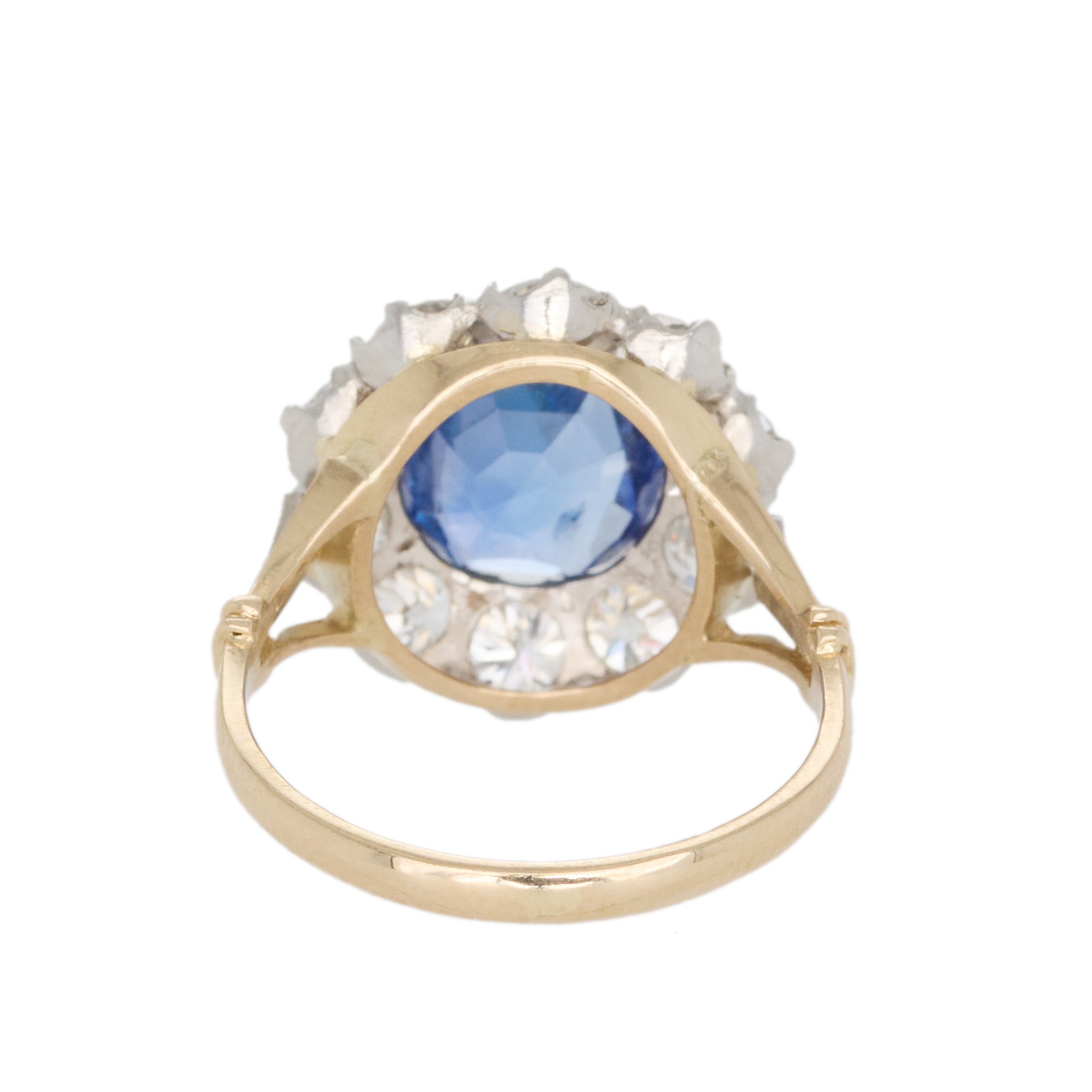 Sapphire Diamond Cluster Ring-Charlotte Sayers Antique Jewellery