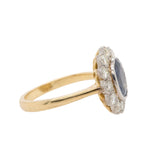 Sapphire Diamond Cluster Ring-Charlotte Sayers Antique Jewellery
