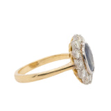 Sapphire Diamond Cluster Ring-Charlotte Sayers Antique Jewellery