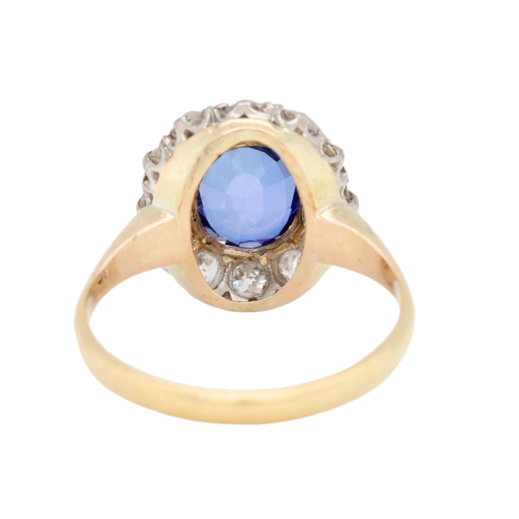 Sapphire Diamond Cluster Ring-Charlotte Sayers Antique Jewellery