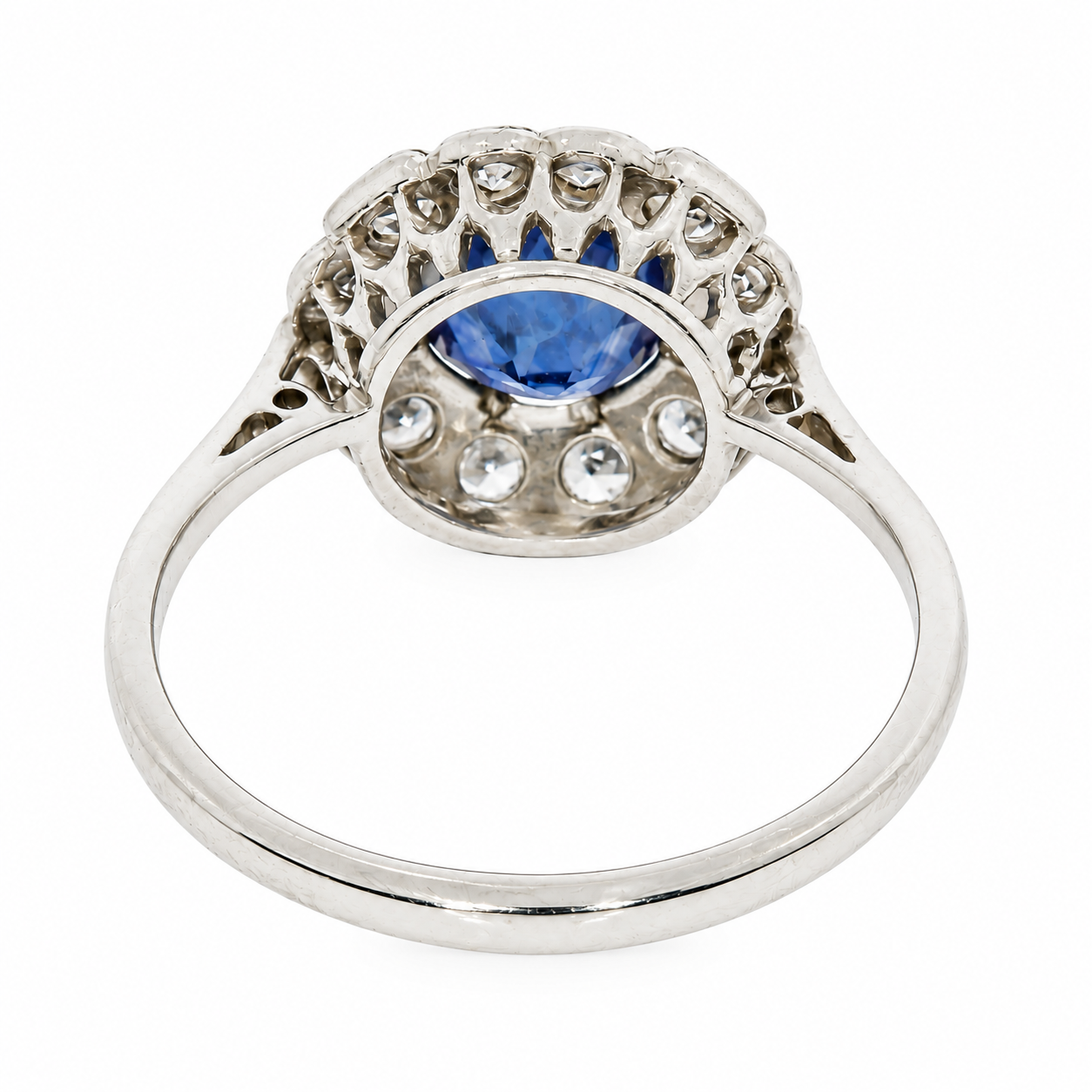 Sapphire Diamond Cluster Ring-Charlotte Sayers Antique Jewellery