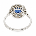 Sapphire Diamond Cluster Ring-Charlotte Sayers Antique Jewellery