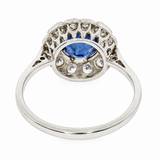 Sapphire Diamond Cluster Ring-Charlotte Sayers Antique Jewellery
