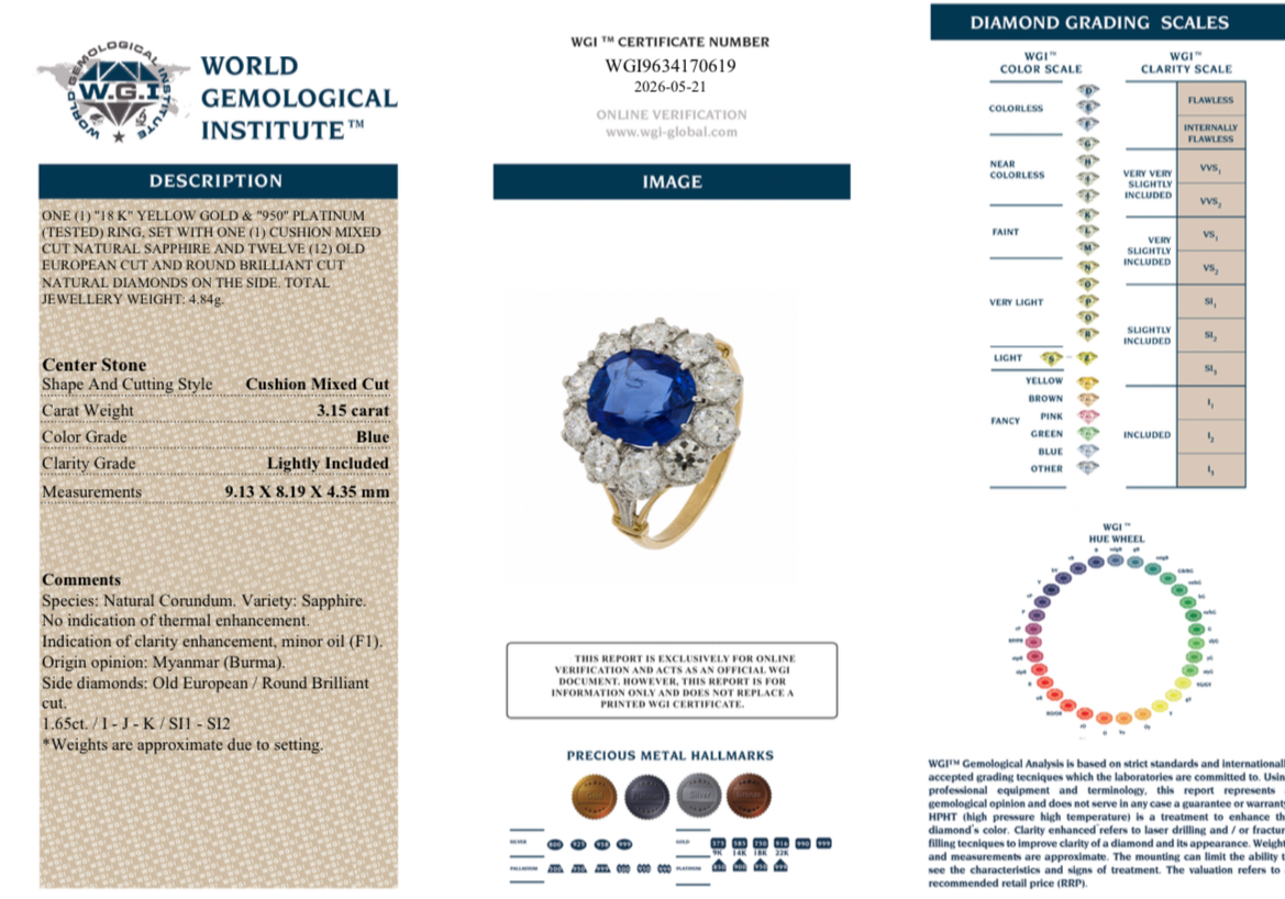 Sapphire Diamond Cluster Ring-Charlotte Sayers Antique Jewellery