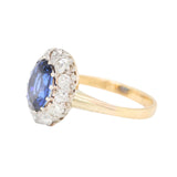 Sapphire Diamond Cluster Ring-Charlotte Sayers Antique Jewellery
