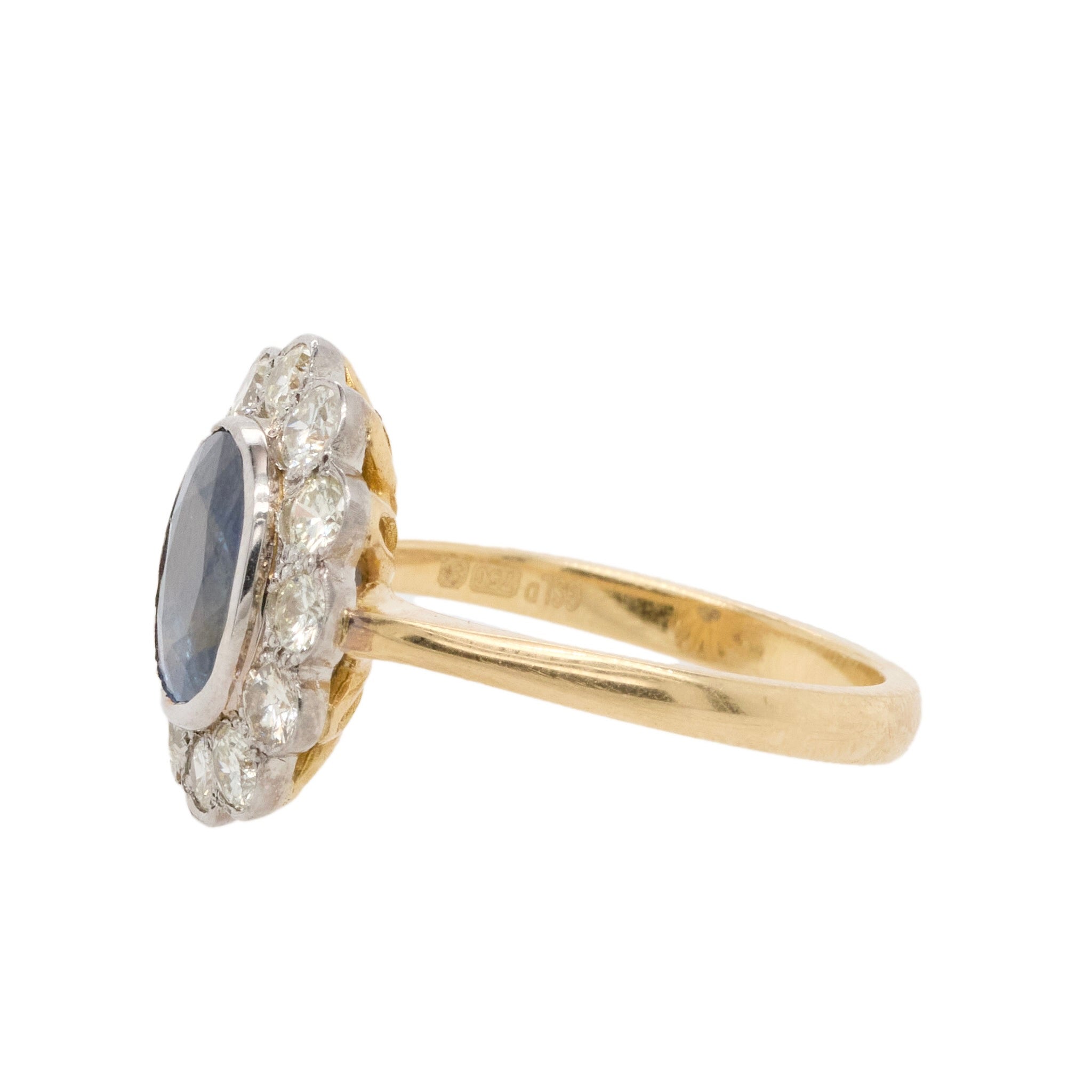 Sapphire Diamond Cluster Ring-Charlotte Sayers Antique Jewellery