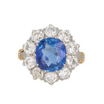 Sapphire Diamond Cluster Ring-Charlotte Sayers Antique Jewellery