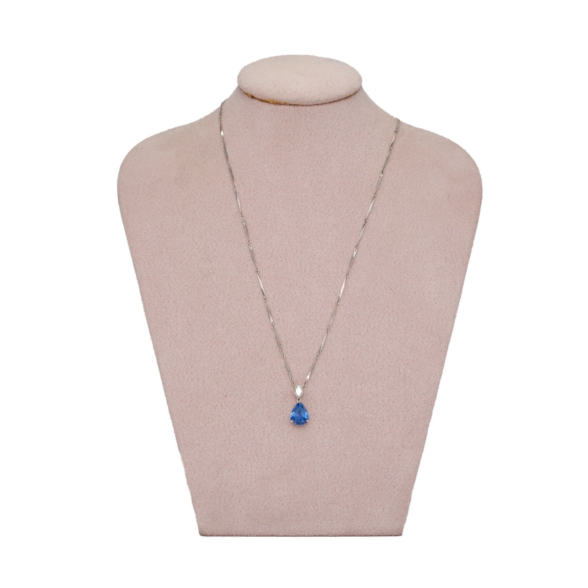 Sapphire Diamond Pendant-Charlotte Sayers Antique Jewellery