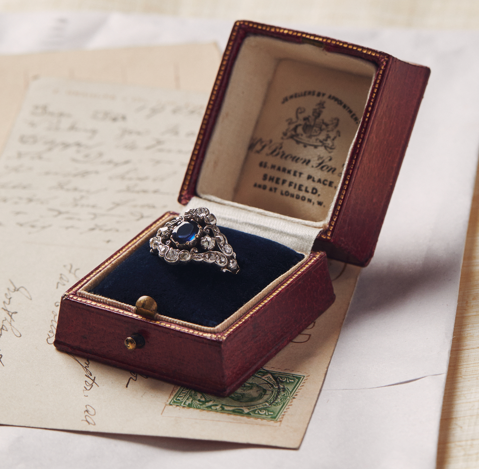 Sapphire Diamond Ring-Charlotte Sayers Antique Jewellery