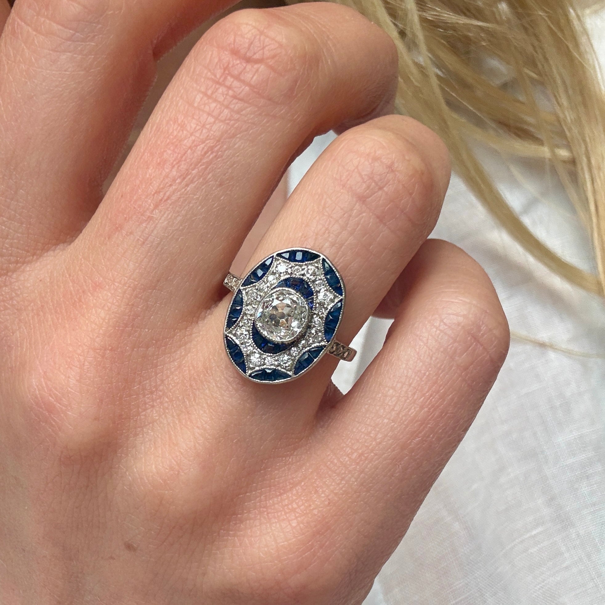 Sapphire Diamond Ring-Charlotte Sayers Antique Jewellery