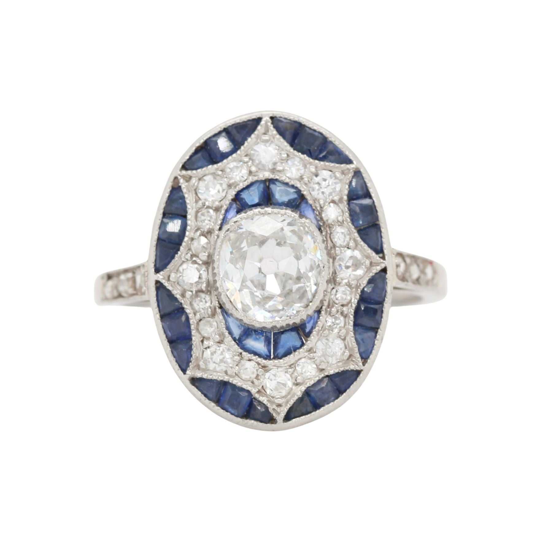 Sapphire Diamond Ring-Charlotte Sayers Antique Jewellery