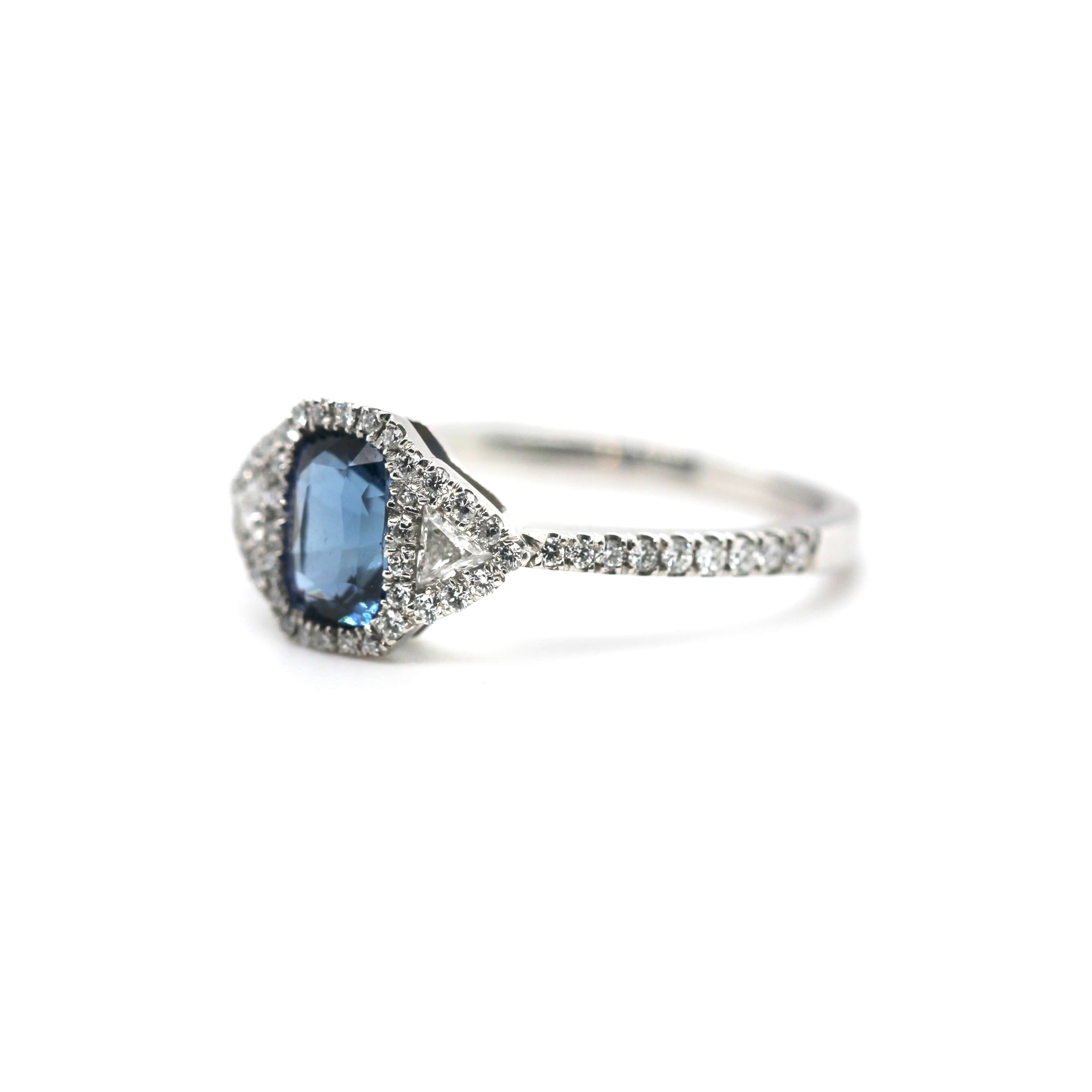 Sapphire Diamond and Platinum Ring-Charlotte Sayers Antique Jewellery