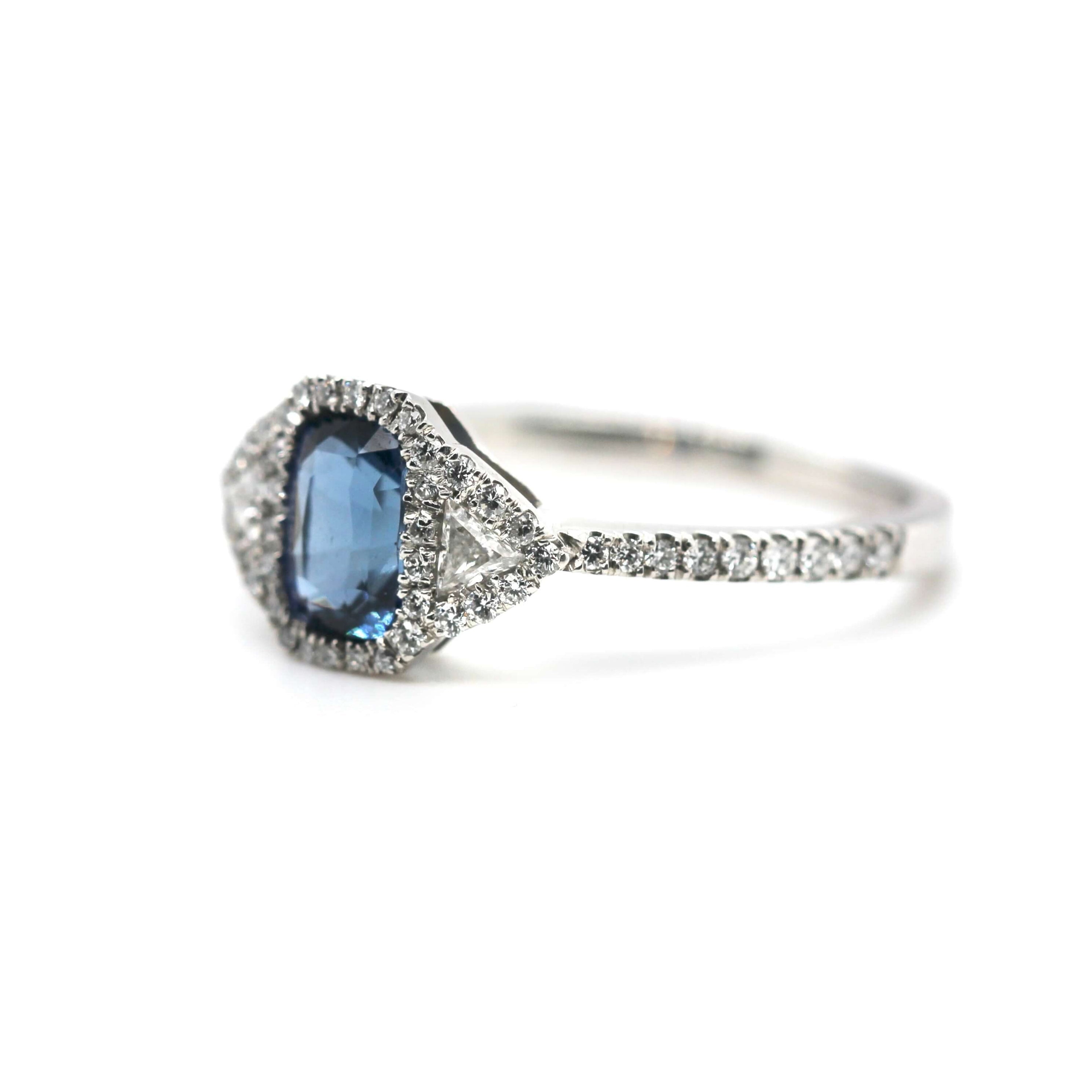 Sapphire Diamond and Platinum Ring-Charlotte Sayers Antique Jewellery