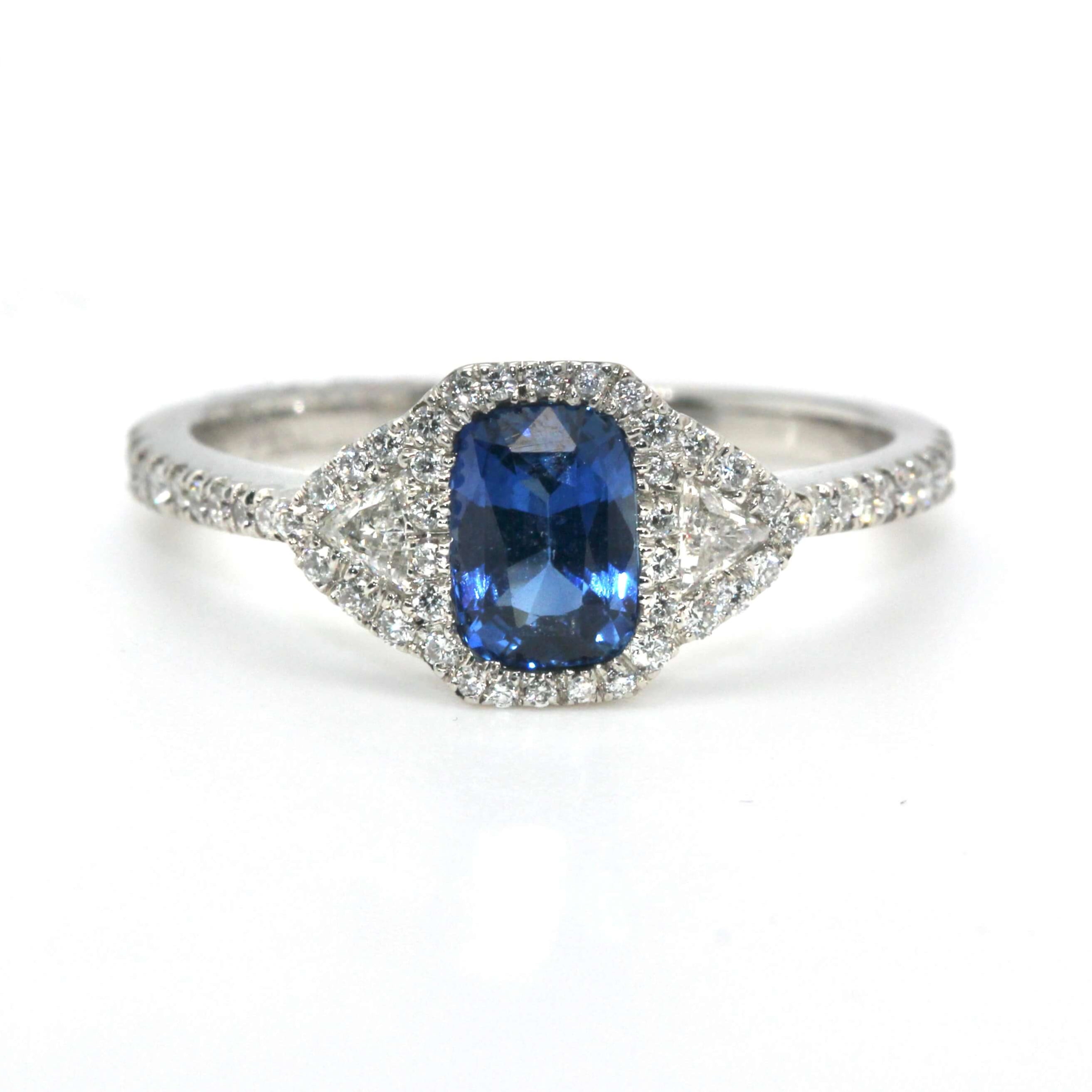 Sapphire Diamond and Platinum Ring-Charlotte Sayers Antique Jewellery