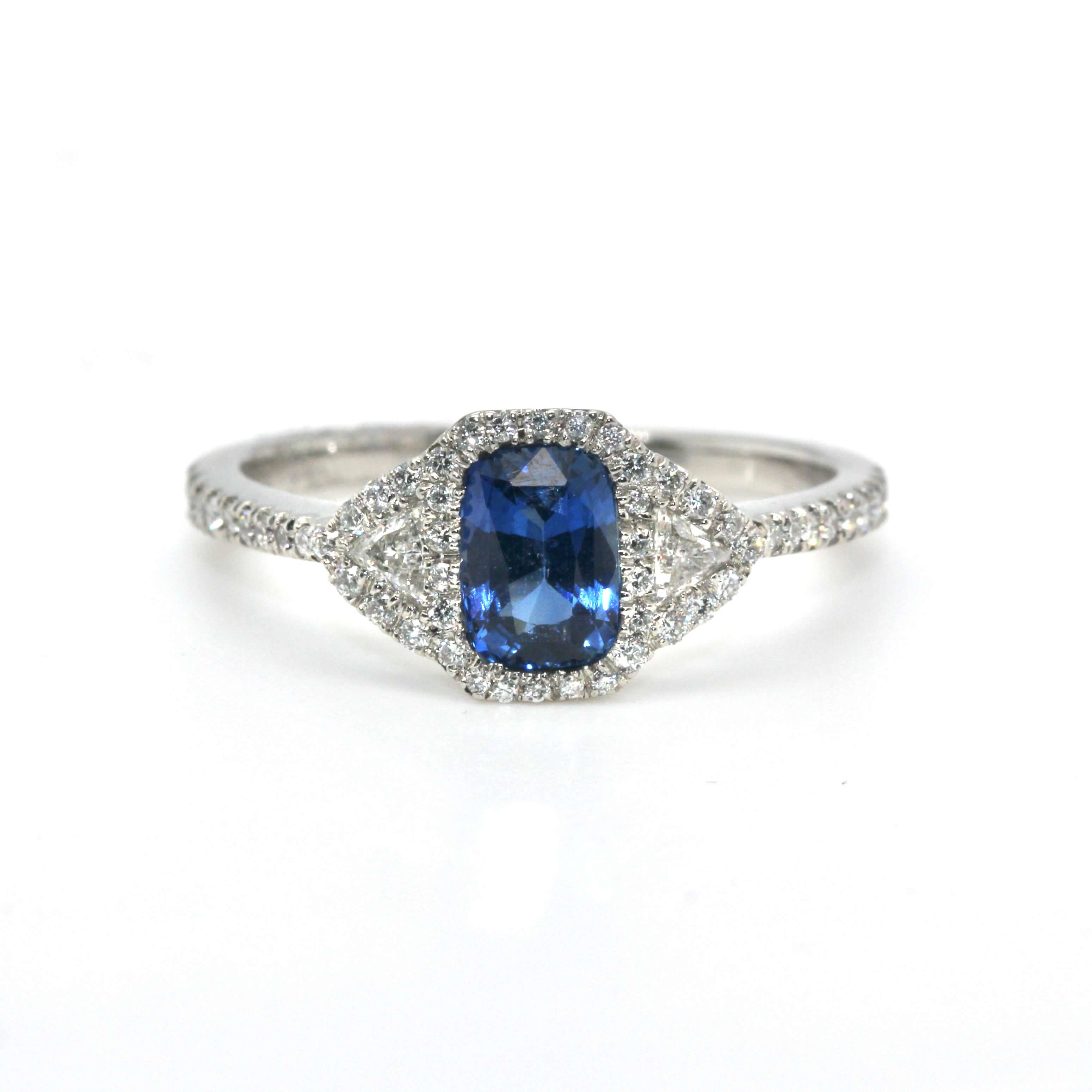 Sapphire Diamond and Platinum Ring-Charlotte Sayers Antique Jewellery