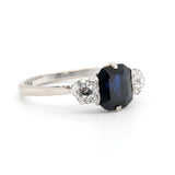 Sapphire and Diamond 3 Stone Ring-Charlotte Sayers Antique Jewellery