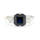 Sapphire and Diamond 3 Stone Ring-Charlotte Sayers Antique Jewellery