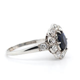 Sapphire and Diamond Cluster Ring-Charlotte Sayers Antique Jewellery