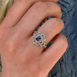 Sapphire and Diamond Cluster Ring-Charlotte Sayers Antique Jewellery
