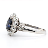 Sapphire and Diamond Cluster Ring-Charlotte Sayers Antique Jewellery