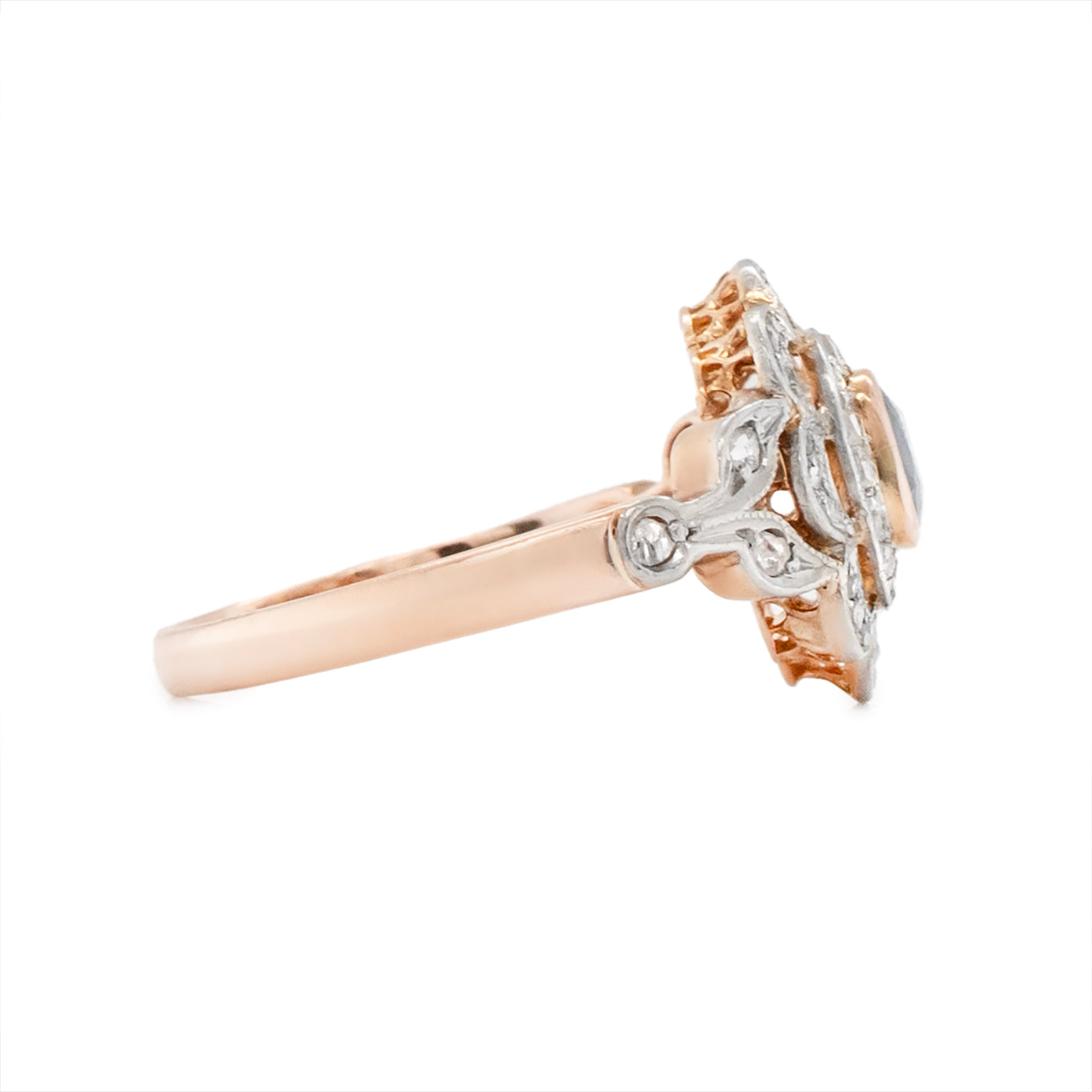 Sapphire and Diamond Cluster Ring-Charlotte Sayers Antique Jewellery