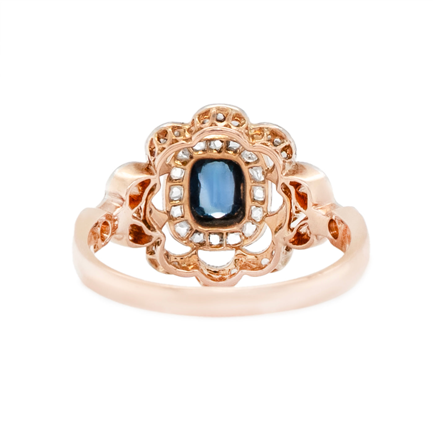 Sapphire and Diamond Cluster Ring-Charlotte Sayers Antique Jewellery