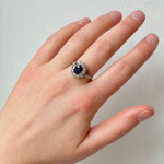 Sapphire and Diamond Cluster Ring-Charlotte Sayers Antique Jewellery