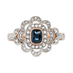 Sapphire and Diamond Cluster Ring-Charlotte Sayers Antique Jewellery