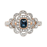Sapphire and Diamond Cluster Ring-Charlotte Sayers Antique Jewellery