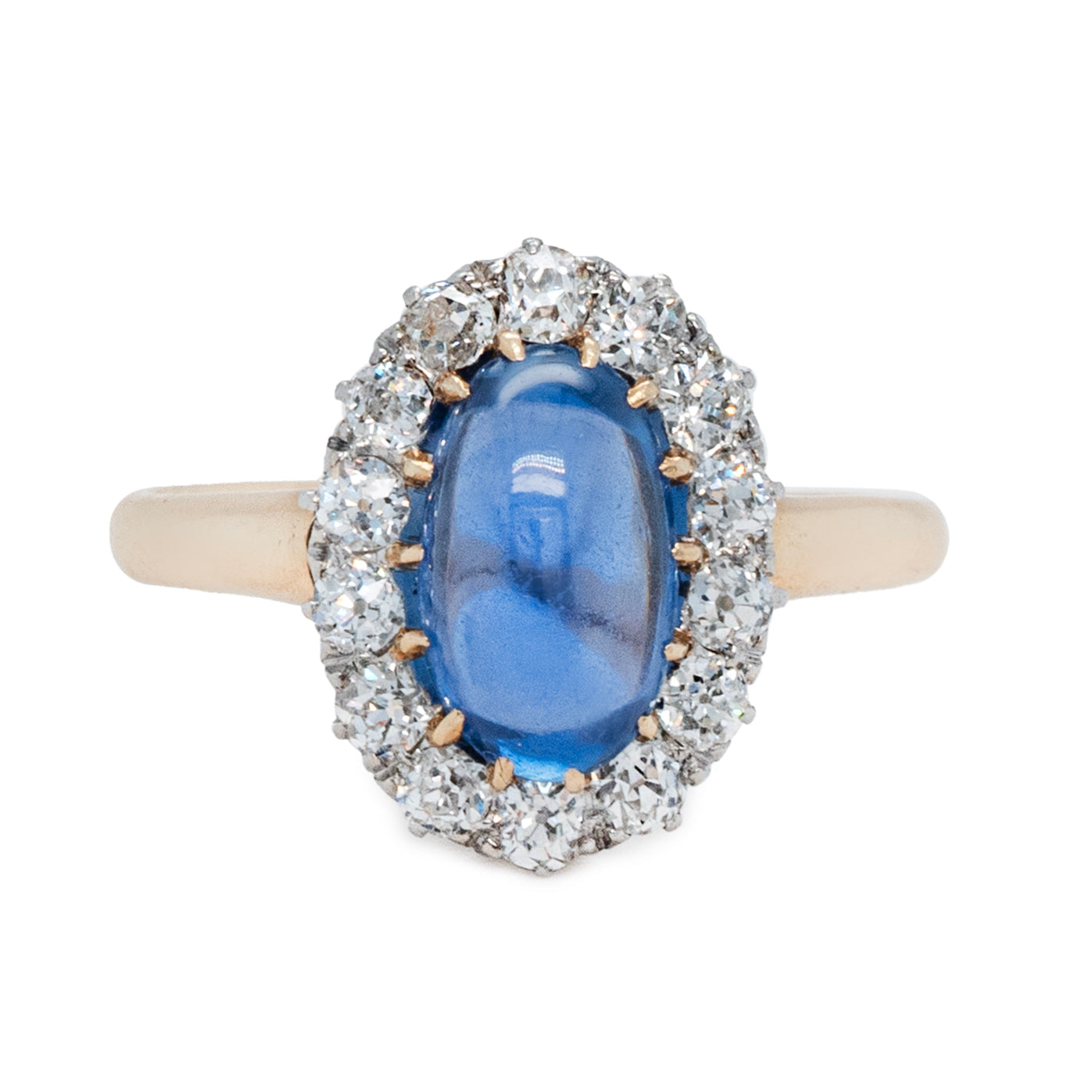 Sapphire and Diamond Cluster Ring-Charlotte Sayers Antique Jewellery
