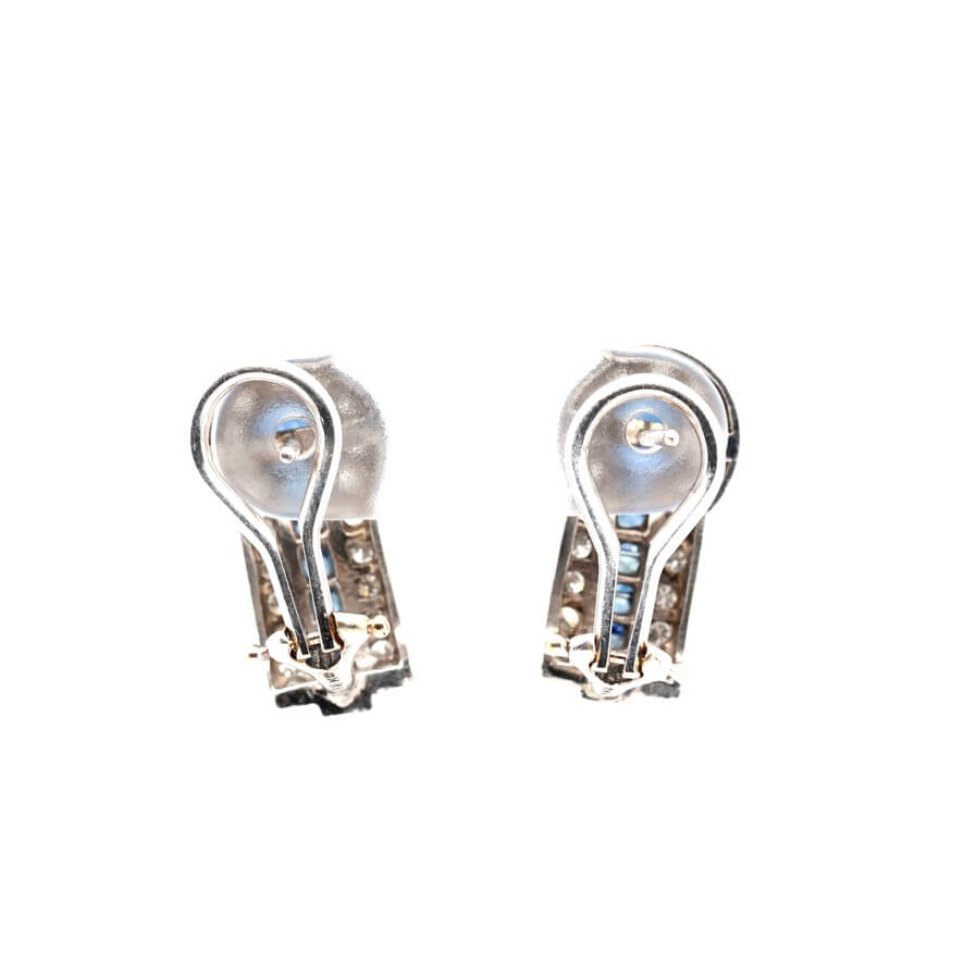 Sapphire and Diamond Earrings-Charlotte Sayers Antique Jewellery