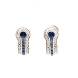 Sapphire and Diamond Earrings-Charlotte Sayers Antique Jewellery