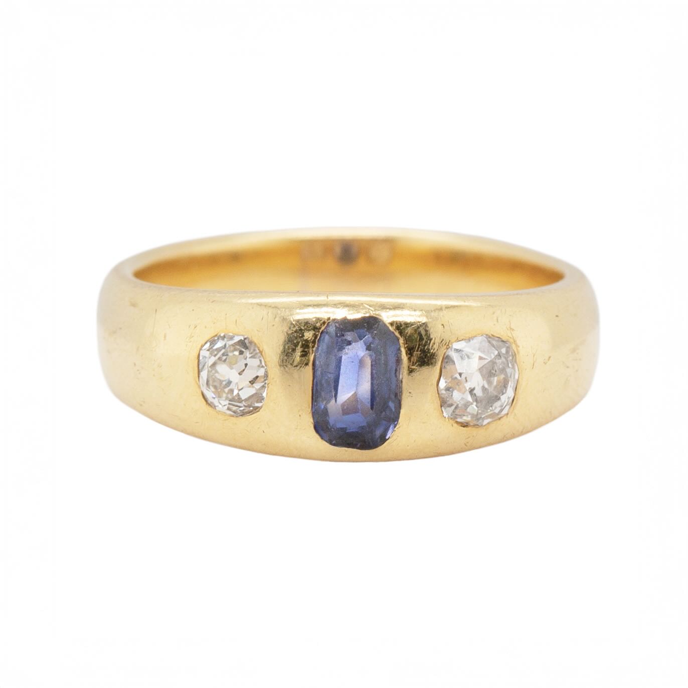 Sapphire and Diamond Gypsy Ring-Charlotte Sayers Antique Jewellery