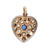 Sapphire and Diamond Heart Pendant-Charlotte Sayers Antique Jewellery