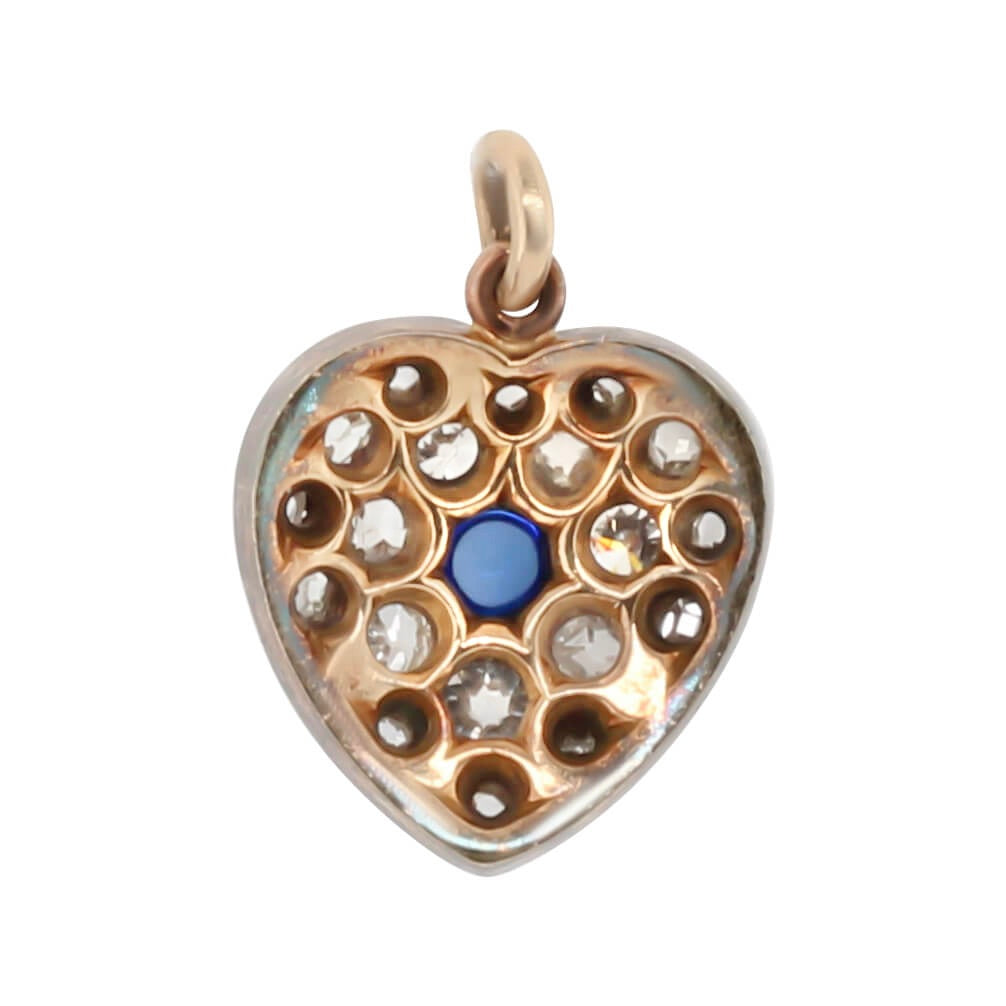 Sapphire and Diamond Heart Pendanto-Charlotte Sayers Antique Jewellery