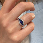 Sapphire and Diamond Platinum Ring-Charlotte Sayers Antique Jewellery