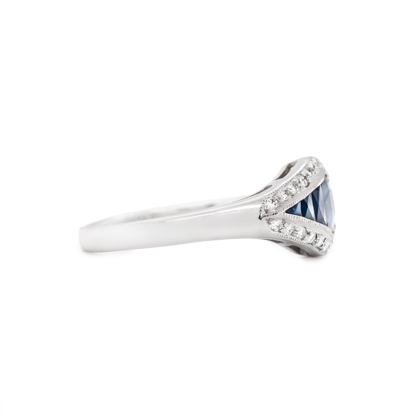 Sapphire and Diamond Platinum Ring-Charlotte Sayers Antique Jewellery