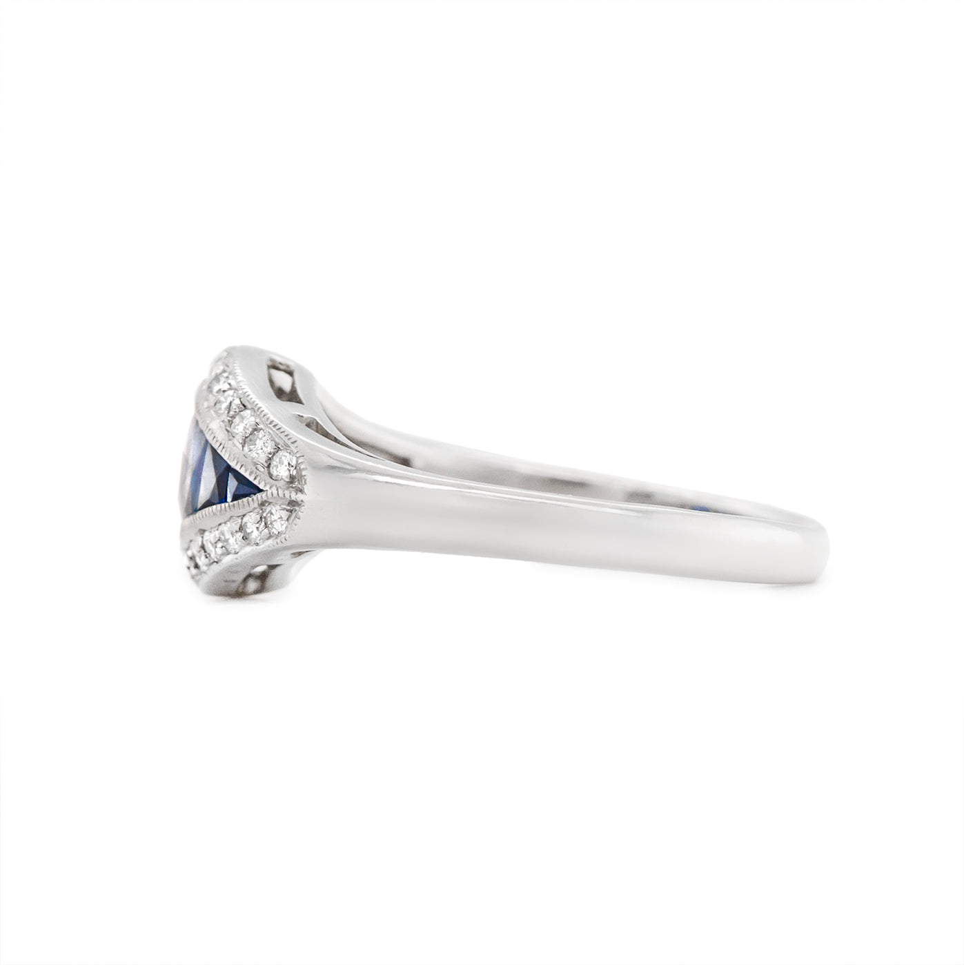 Sapphire and Diamond Platinum Ring-Charlotte Sayers Antique Jewellery