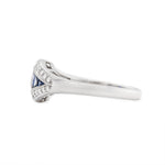 Sapphire and Diamond Platinum Ring-Charlotte Sayers Antique Jewellery