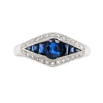 Sapphire and Diamond Platinum Ring-Charlotte Sayers Antique Jewellery