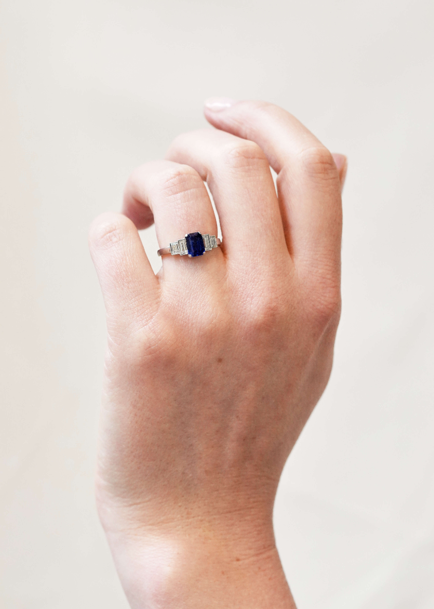 Sapphire and Diamond Ring-Charlotte Sayers Antique Jewellery